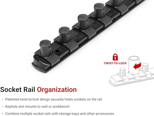 TEKTON 3/8 Inch Drive Socket Organizer Set | OST15330 - color: Black, size: (24-Tool), style: 3-Rail