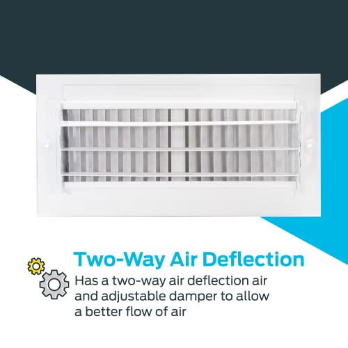 EZ-FLO 10 x 4 Inch (Duct Opening) Air Vent Cover for Wall or Ceiling, Two-Way Ventilation Register, Solid Steel HVAC Register Cover, White, 61609 (Pack of 2) - size: 10 in. x 4 in. (Pack of 2)