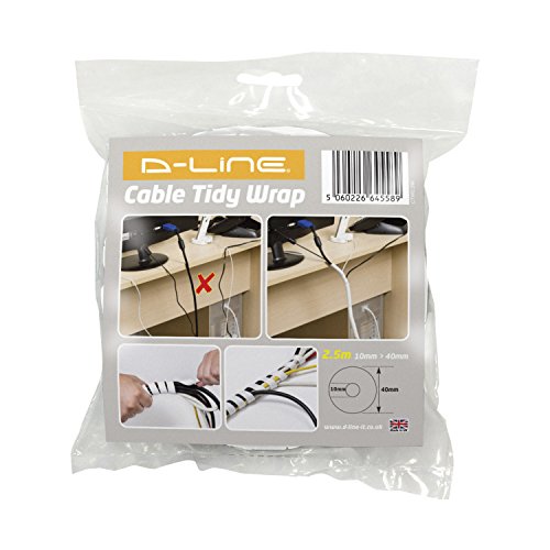 D-Line 8.2ft White Cord Wrap, Spiral Cable Sleeve, Expands 0.39-1.5in Diameter, Wrap by Hand - White - color: White