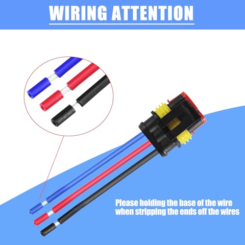 MUYI 3Pin Way 16AWG Waterproof Electrical Connector Wire Connectors-5 Kit - style: 3wire connector(5 sets)