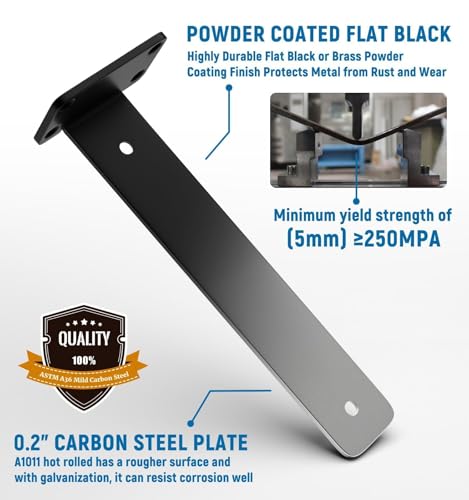 LEOPO 12 inch 8 Pack Floating Shelf Brackets, 1/5" Thick Hidden L Bracket - color: black-8 pack, size: 12 Inch