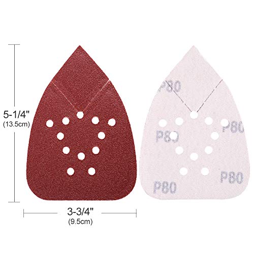 80 Grit Sanding Pads for Black and Decker Mouse Sanders, 50PCS Hook and Loop Sandpaper Sheets - LotFancy 12 Holes Detail Palm Sander Sand Paper - size: 80 Grit