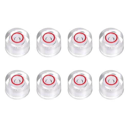 HARFINGTON 8pcs Circular Bubble Spirit Level 8x5.5mm Mini Round Bubble Spirit Level Little Measuring Layout Tools for TV Industrial Carpentry Picture Frame, White/Red - color: White/Red, size: 8x5.5mm