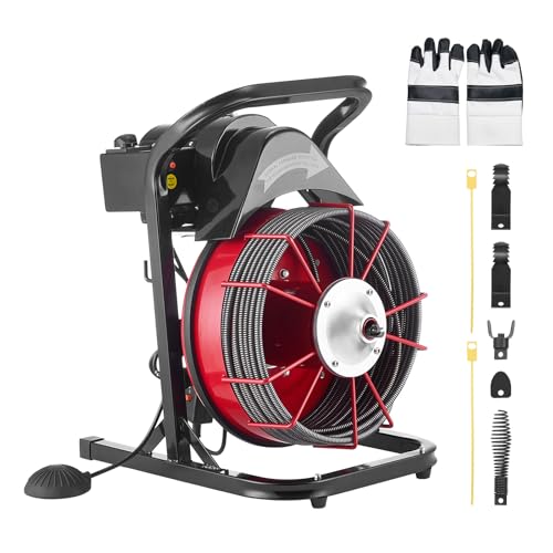VEVOR Drain Cleaner Machine 75 FT x 3/8 Inch Sewer Snake Auger Manual Feed - style: 75 FT x 3/8''