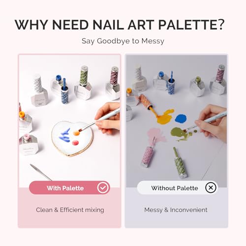 MelodySusie 1PC Heart Shape Resin Nail Art Palette with Stainless Steel Mixing Stick,Professional Color Mixing Board for Gel Polish,Acrylics,Pigment Blending, Salon and DIY Makeup Artist Tool,White - color: White Heart With Spatula
