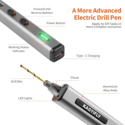 Cordless Mini Drill Pen with 10 Bits, Brushless Motor, 0.2 N·m High Torque, LED Lights, Rechargeable Small Electric Hand Drill Set for Jewelry Making,Keychain,Resin,Plastic,Seashells,Wood DIY