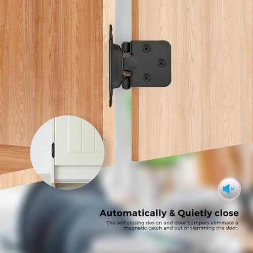 Matte Black Cabinet Hinges Self Closing, 1/2 Inch, 20 Pack (10 Pairs) - color: Matte Black, size: 1/2 inch Overlay