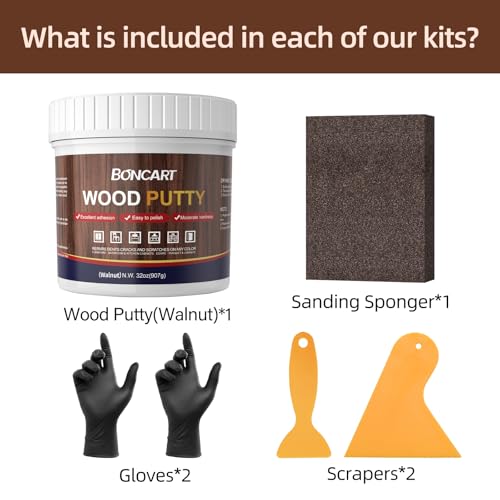 Boncart Wood Filler, 32 OZ Walnut Wood Putty - color: 32OZ Walnut