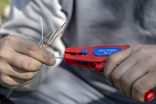 WEICON Wire Stripper No. 6 | for live working up to 1000 volts | Stripping tool for round cables | working range 0,2-6,0 mm² | VDE-Tested - size: One Size