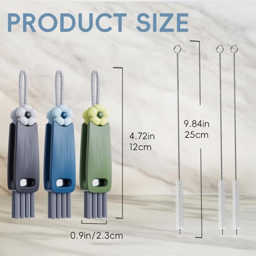 6 Pack Cup Lid Cleaning Brush Set with 3 Straws, Multifunctional Bottle Brush, Cup Lid Gap Cleaner, Durable Bristle Crevice Cleaning Brush,Flat End Brushes - color: Multicolor+ Extra Brush