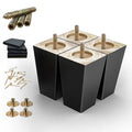 SHANJUE 4 Inch Black Couch Legs - Square Wood Sofa Legs for Furniture, 4PC - size: 4 inch