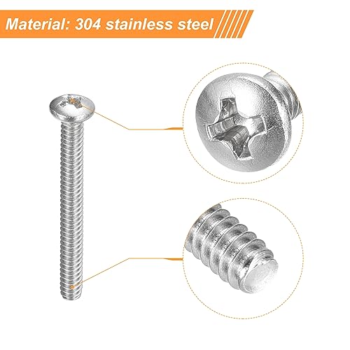 uxcell #6-32x1-1/4 Pan Head Machine Screws, 304 Stainless Steel 18-8 Screw, Phillips Drive, Fully Threaded, Bright Finish, Pack of 25 - size: #6-32x1-1/4"