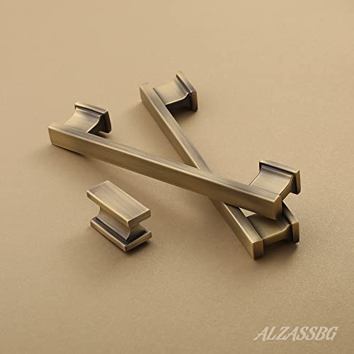 Alzassbg Brushed Antique Brass Cabinet Pulls and Handles 10 Pack, AL3061AB - color: Brushed Antique Brass, size: 3-3/4" Hole Center