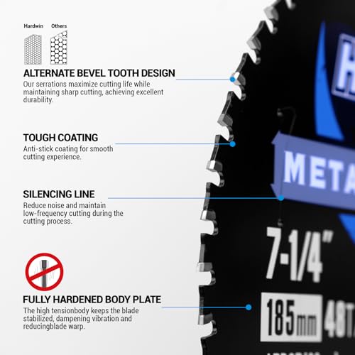 7-1/4 Inch Metal Cutting Circular Saw Blade 48T Cermet,5/8" Arbor - size: 7-1/4 inch 48 teeth