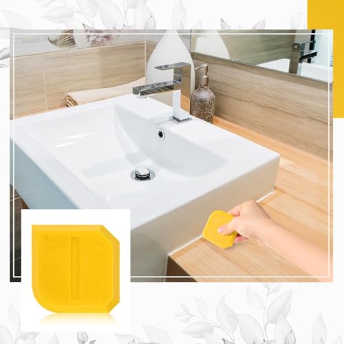 Outus 2 Pieces Caulking Tool Set Silicone Sealant Grout Tool for Kitchen Bathroom Floor Sealant Sealing(Yellow) - color: Yellow