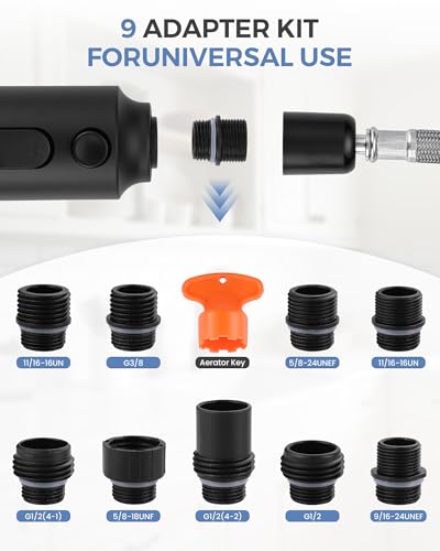 Pull Down Faucet Sprayer Head Replacement, Black 3 Function Pull Out Spray Head Nozzle with 9 Adapters for Kitchen Sink Faucet, American Standard for Moen Kohler Delta G1/2 Male Connector - color: Black
