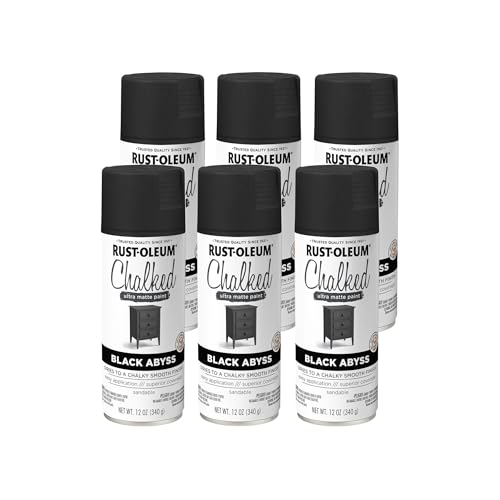 Rust-Oleum Chalked Ultra Matte Black Abyss Spray Paint - color: Black Abyss, size: 12 Ounce (Pack of 6)