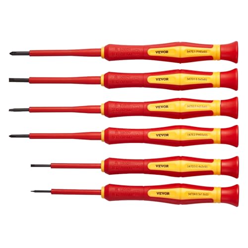 VEVOR Insulated Screwdriver Set, 6-Piece Professional Electrical Screwdriver Set, 1000V Insulated Electrician Tool Set, with Magnetic Phillips Slotted Tips, 360-Degree Rotating Screwdriver and Bag - style: 6pcs