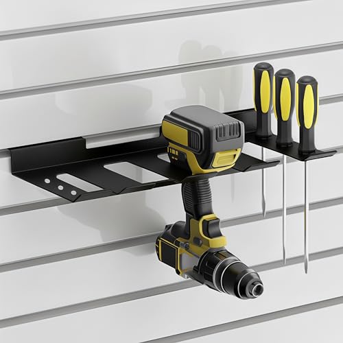 Slatwall Power Tool Organizer 1 Pack, Cordless Tool Organizer with 4 Drill Holder, Heavy Duty Slat Wall Accessories Max Loads 40Lbs for Garage, Workshop - size: 1 PACK