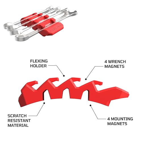 EZRED Magnetic Flexible 4 Slot Wrench Holder 8 Magnets Flexible TPEE Design