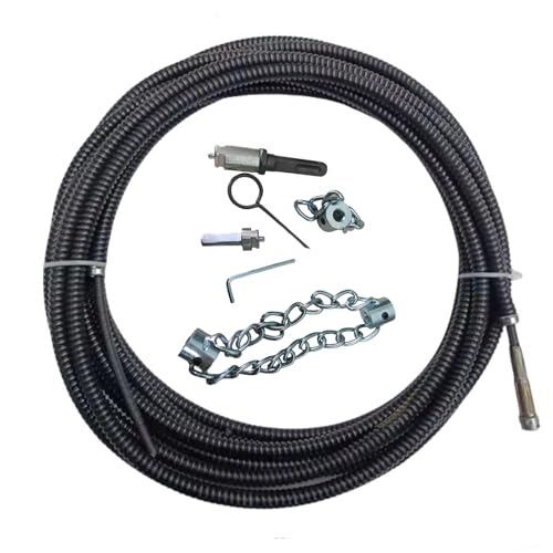 16.4 Ft Flex Shaft Sewer Cleaning Tool, Flex‑Shaft Sewer Descaling Chain, Push-Type Rotary Cable Sewer Dredge for PVC Pipes, Toilets, Traps & Industrial Boilers