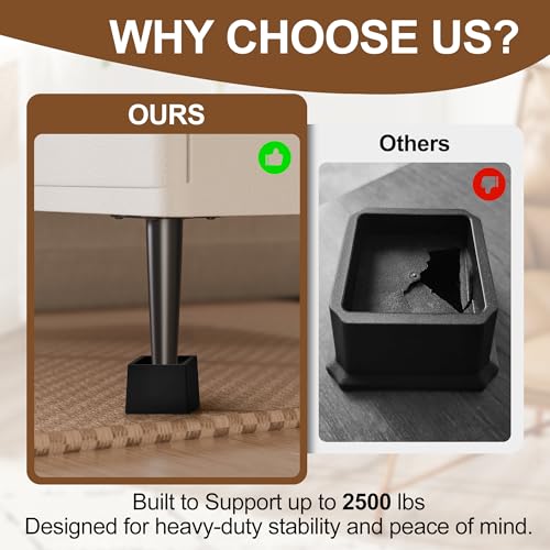 Wooden Bed Risers 3 Inch Heavy Duty, Support 2500 lbs, Black - color: Black, size: 3"H(Inner 2"H)
