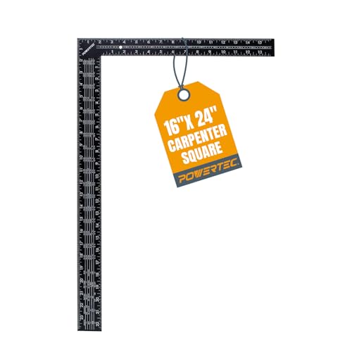 POWERTEC Framing Square, 16 x 24 Inch Steel Carpenter Square with Rafter Tables, Framing Tools & Right Angle Ruler for Carpenter, Woodworking, Construction (80008) - style: 16" x 24" Square