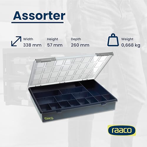 Raaco Assorter 4-15 Tool Box Organizer, 15-Slot Small Parts & Hardware - size: Full-Size –15 Slots, style: Fixed Grid