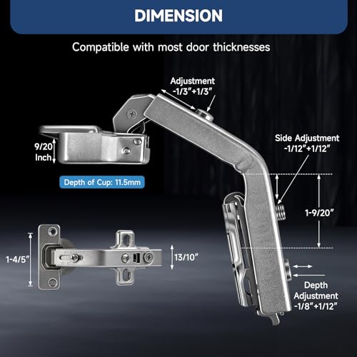 HJ 135 Degree Corner Cabinet Hinges, 2 Pack Lazy Susan Hinges, Corner Kitchen Cabinet, Cupboard Folded, Folden Door,Replacement Hardware,35mm Cup, 3D/6-Way Adjustable - size: 135°