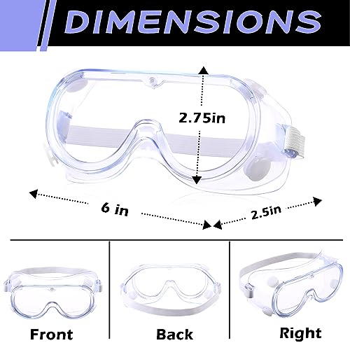 Yunsailing Protective Safety Goggles Lab Over Glasses Clear Anti Fog Eye Protection Goggles for Men Women - color: Clear White