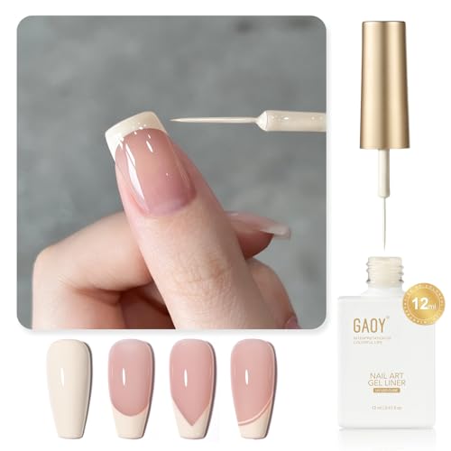 GAOY Beige White Swirl Gel Nail Polish Art Liner, 12ml Nude Color - color: Beige White