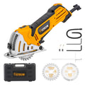 Hoteche 3-3/8-Inch Mini Circular Saw, 500W Compact Electric Circular Saw with 2pcs Blades for Wood, Tile & Soft Metal, Includes Dust Tube, and Parallel Guide - size: 3-3/8-Inch 500W