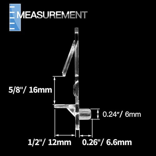 60pcs Locking Shelf Pins – 6mm Cabinet Shelf Pegs, Clear Plastic Shelf Clips for 5/8" Thick Board - size: 6mm Pins, Fit 5/8" Thick Boards