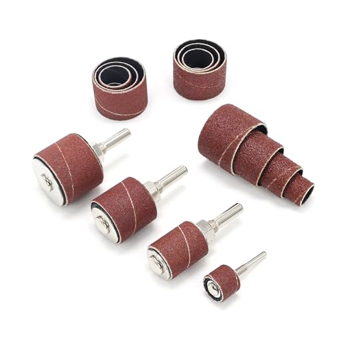 1”Long Sanding Drums and Sleeves Set with 1/4”Shank for Drill, for Sanding Smoothing Shaping Polishing Groove Fiberglass Wood,80 and 120 Grit-20pack - size: Length: 1''(sanding drums & sleeves)