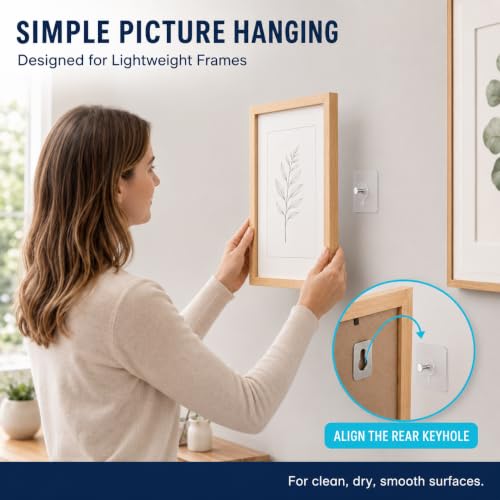 Adhesive Wall Hooks Heavy Duty, No-Drill Clear Hooks for Bathroom and Kitchen, Water-Resistant Holders for Towels, Keys and Small Accessories, 10 Pack