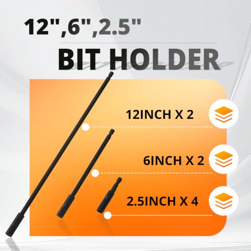 8Pcs Magnetic Bit Holder Extension Set (12", 6", 2.5")