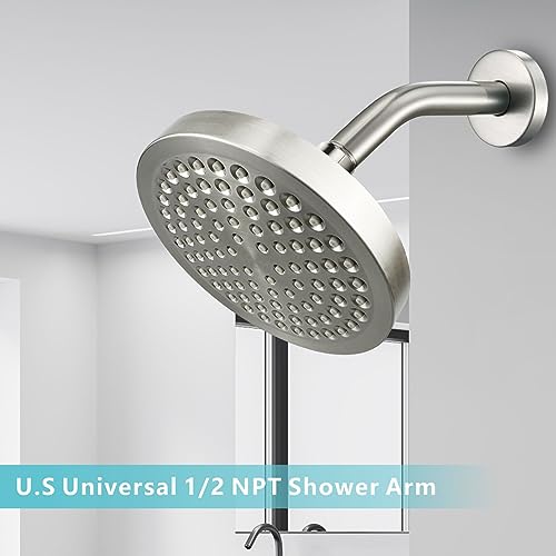Shower Arm with Flange, 8 Inches Wall Mount Replacement Shower Head Arm For Fixed Shower Head and Handheld Showerhead, Brushed Nickel - color: Brushed Nickel, style: 8 Inch