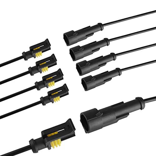 MUYI 1Pin Way 16AWG Waterproof Electrical Connector Wire Connectors-5 Kit - style: 1wire connector(5 sets)
