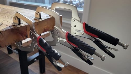Xiao & Dao Pro 3PCS 6 Inch 8 Inch 11 Inch C Clamp Locking Pliers, Heavy Duty Welding C Clamp Pliers with Swivel Pads, Vise Grip Locking Pliers Face Clamps for Woodworking, Welding, Building