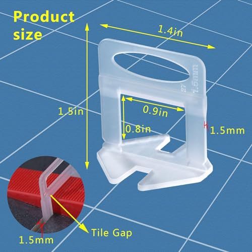 Tile Leveling System 1/16" Spacers Tile Leveler Clips DIY Tile Leveler Spacers 4000 Pcs and Tools Harden Rubber Mallet Hammer 16 oz for Professional Ceramic Tile and Stone Installation
