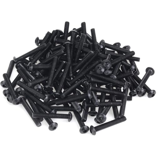 105 Pieces M3 x 20mm Button Head Socket Cap Screws, Thread Pitch 0.5mm, Sutemribor M3 Black Screws, 10.9 Grade Alloy Steel, Black Oxide Finish, Fully Threaded - size: M3 x 20mm, style: Button Head