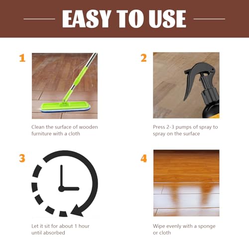 KEHOO Beeswax Wood Polish Spray, 120ml - Beeswax Furniture Polish Spray, Bring a Towel and a Sponge for Wood Multipurpose Wood Wax Restorer for Floors, Cabinets, and Tables（2PCs）