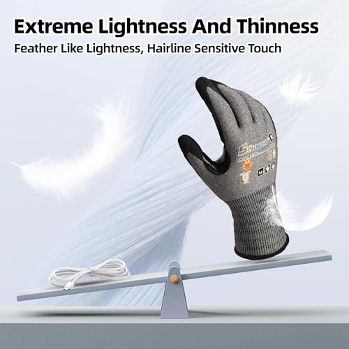 Schwer A4 AIR-SKIN Cut Resistant Work Gloves, Ultra Lightweight, AR5918, S - color: Gray, size: Small