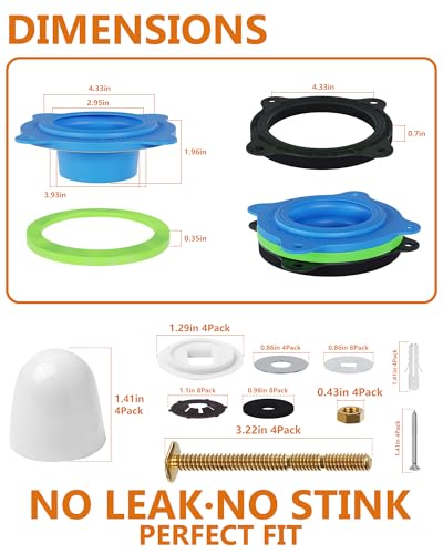 Elastic Wax Ring Toilet Seal, No Mess Gasket Replacement Repair Kit Install - style: Elastic Wax Ring Gasket Kit Blue(Flange not included)
