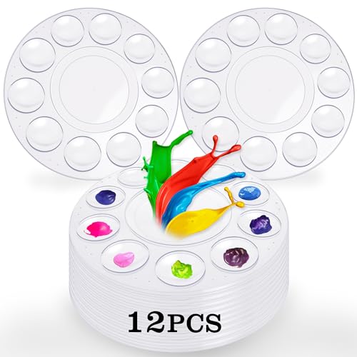 12Pcs Clear Paint Tray Palettes,Plastic Paint Pallets for Kids to Paints - color: 12psclear