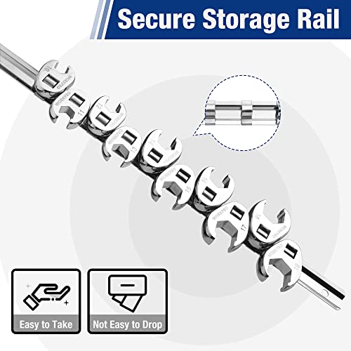 WORKPRO 3/8" Drive Crowfoot Flare Nut Wrench Set, Metric 10-19mm - size: Flare Nut Metric