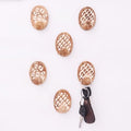 Indian Shelf 6 Piece Wooden Adhesive Wall Hooks for Bags, Keys, Hats - color: Brown Style 9