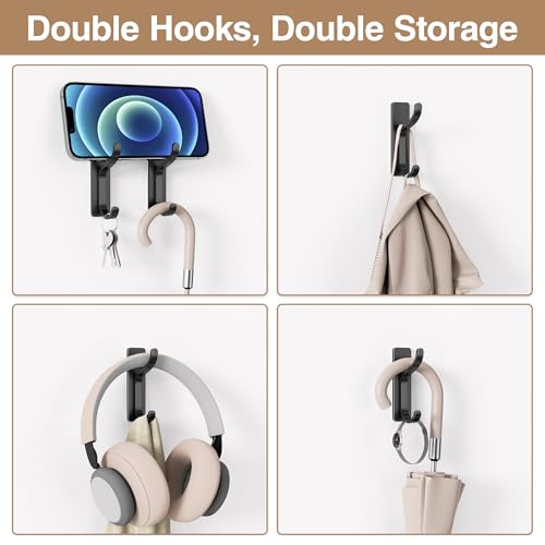 Adhesive Wall Hooks for Towel/Coat,13Lb Strong Stick-On Hooks,Black 10 Pack - color: Black, size: 10 Pack