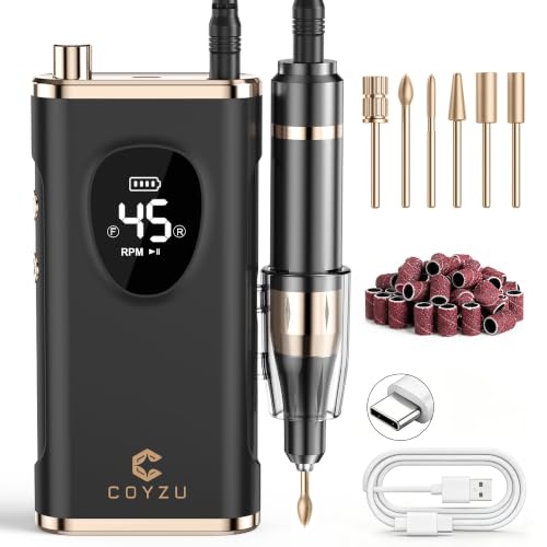 Professional Electric Nail Drill Rechargeable Nail File - color: Black Gold