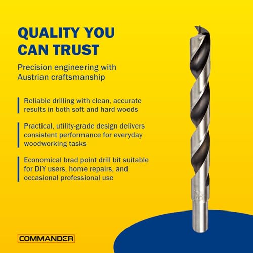 Chrome-Vanadium Brad Point - Ground Wood Drill Bit Woodworking - 7/16 Inch | Chrome-Vanadium Brad Point Ground Wood Drill Bit, Wood Drill Bit, Precision Drilling for Woodworking, DIY & Professional Use - size: 7/16 in